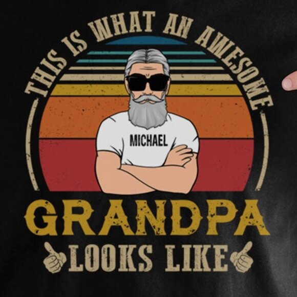 An Amazing Grandpa or Dad Looks Like Old Man, Personalized Father's Day Shirt - Picture 3 of 3